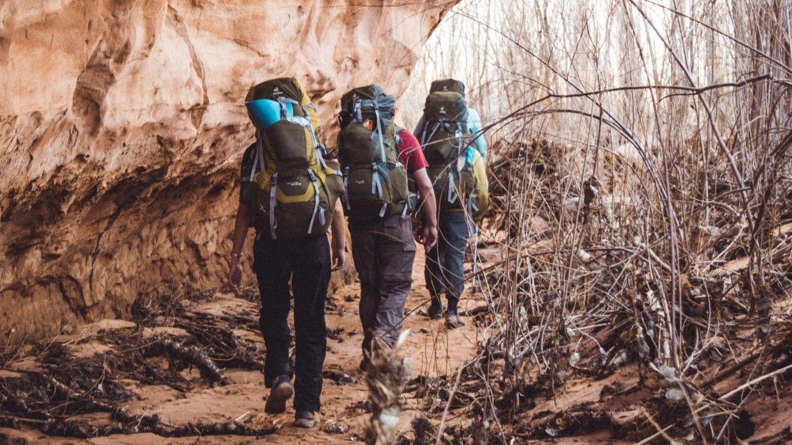 hiking through canyon