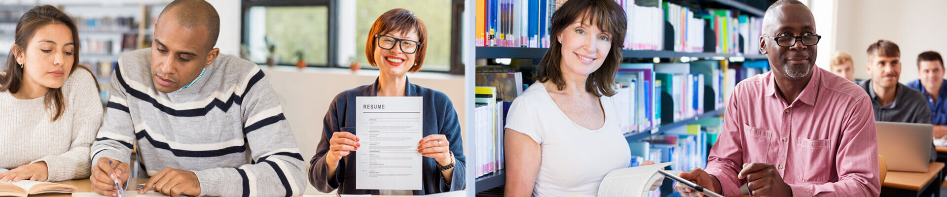 Several adults working on their education