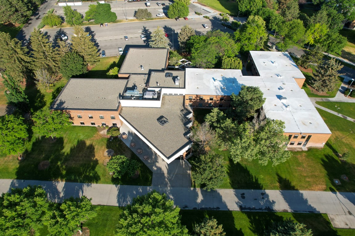 Drone shot of the Eagle Hall dorms